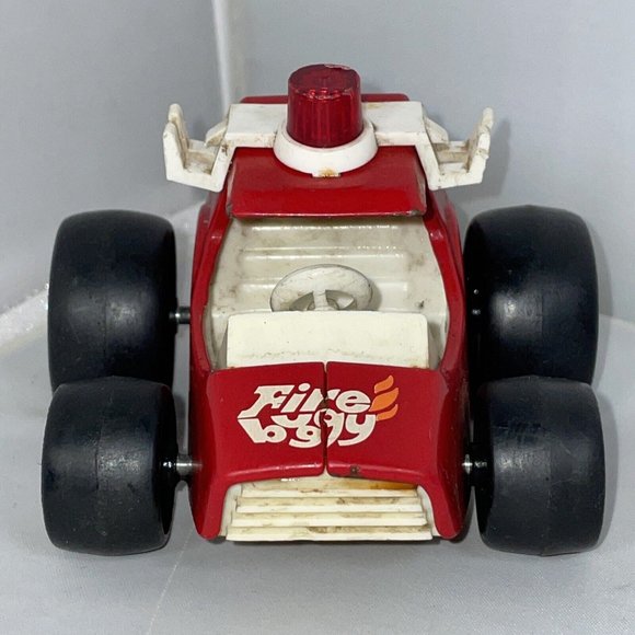 Vintage Buddy L Red And White Fire Buggy Toy Push Along Metal Car - Picture 3 of 11